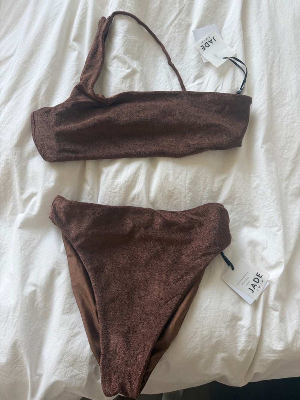 JADE Asymmetric One-Shoulder Chocolate Bikini